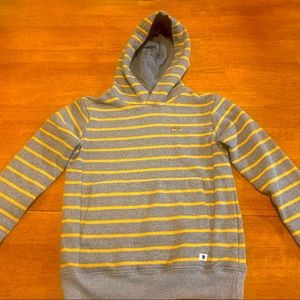 Perige Kids Bear Logo Stripe.  Gray/ Yellow Stripes Hoodie Pullover